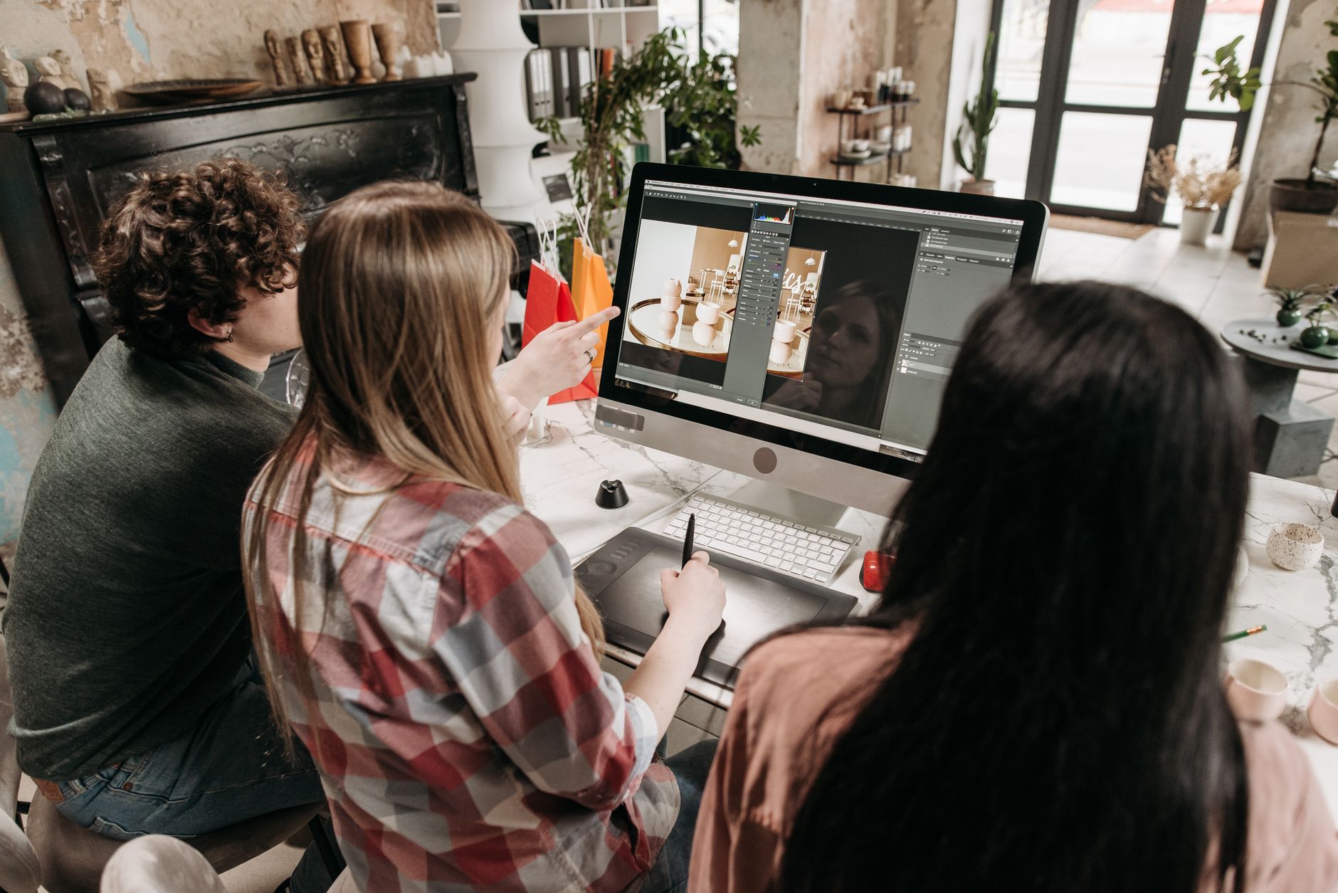 A creative team at work in a studio